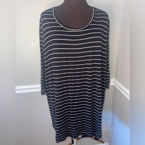 Catherine’s Plus Size Tunic Shirt Black Tan Stripes‎ 3X Stretch NWT